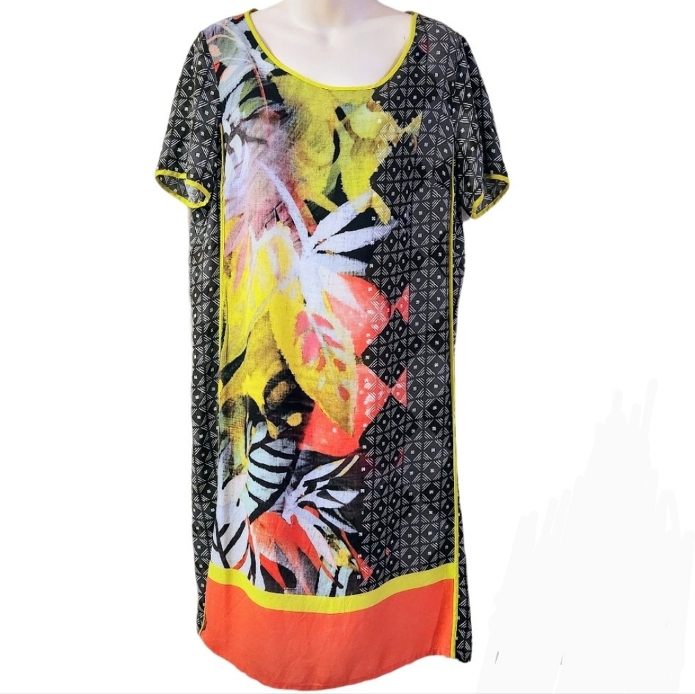 Elena Miro Floral Graphic Midi Shift Dress